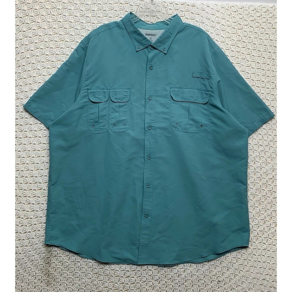 King Size Shirt Men's 3XL‎ Tall Green Vented Outdoor Fishing Shirt